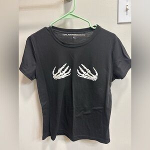 Halloween Black Skeleton Hands T-Shirt, Size L